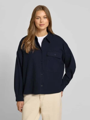 Bluzka koszulowa o kroju oversized z dodatkiem bawełny model ‘NANCY’ Weekend Max Mara Granatowy