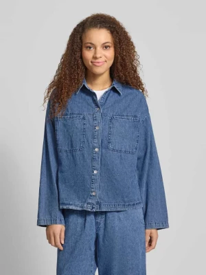 Bluzka koszulowa o kroju oversized z imitacji denimu model ‘Enza’ Noisy May