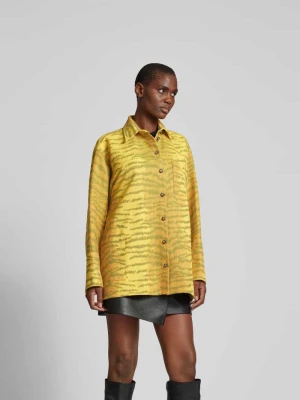 Bluzka koszulowa o kroju oversized ze zwierzęcym nadrukiem Victoria Beckham Jasnożółty melanż