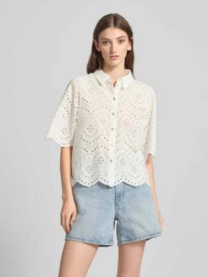 Bluzka koszulowa o kroju regular fit z ażurową koronką model ‘VALAIS’ Only