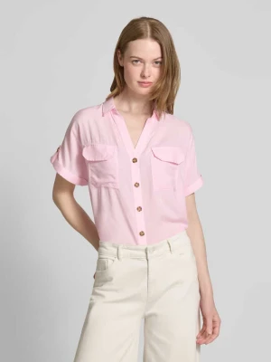 Bluzka koszulowa o kroju regular fit z czystej wiskozy model ‘BUMPY’ Vero Moda