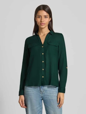 Bluzka koszulowa o kroju regular fit z czystej wiskozy model ‘BUMPY’ Vero Moda