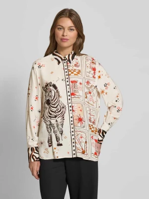 Bluzka koszulowa o kroju regular fit z czystej wiskozy ze zwierzęcym nadrukiem Emily Van den Bergh