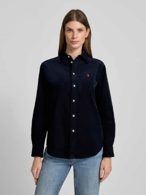Bluzka koszulowa o kroju regular fit z imitacji sztruksu model ‘Sport’ Polo Ralph Lauren Granatowy