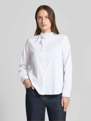 Bluzka koszulowa o kroju regular fit z kwiatową aplikacją milano italy