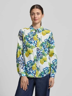 bluzka koszulowa o kroju regular fit z kwiatowym nadrukiem na całej powierzchni MORE & MORE