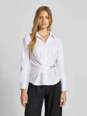 Bluzka koszulowa o kroju regular fit z łańcuszkiem model ‘Coniah’ Lauren Ralph Lauren Biały