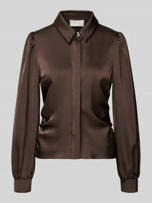 Bluzka koszulowa o kroju regular fit z marszczeniami model ‘Fransala’ NEO NOIR