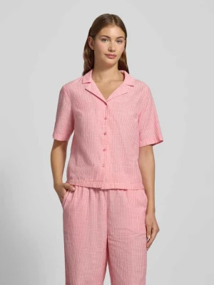 Bluzka koszulowa o kroju regular fit z mieszanki bawełny i lnu model ‘PIA’ Pieces Różowy