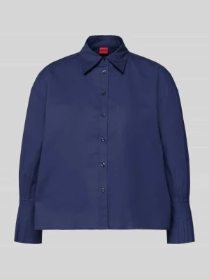 Bluzka koszulowa o kroju regular fit z mieszanki bawełny model ‘EGGY’ HUGO