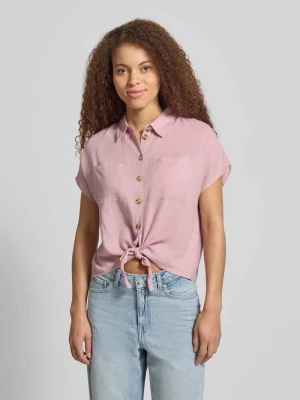 bluzka koszulowa o kroju regular fit z mieszanki wiskozy i lnu model 'PIA' Pieces