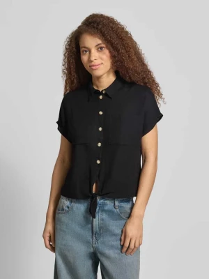 bluzka koszulowa o kroju regular fit z mieszanki wiskozy i lnu model 'PIA' Pieces