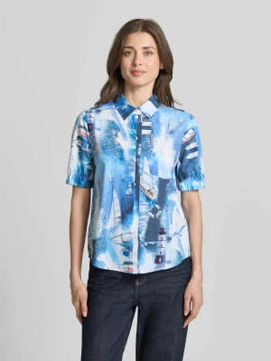 Bluzka koszulowa o kroju regular fit z nadrukiem z motywem na całej powierzchni Marc Cain