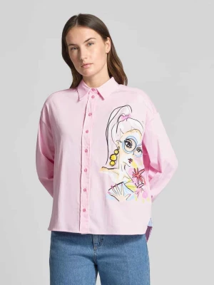 Bluzka koszulowa o kroju regular fit z przedłużonym tyłem milano italy