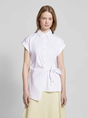 Bluzka koszulowa o kroju regular fit z wiązanym detalem milano italy