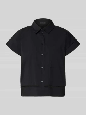 Bluzka koszulowa o kroju relaxed fit z ażurowym haftem model 'Fallerie' Opus Czarny