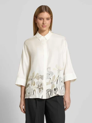 Bluzka koszulowa o kroju relaxed fit z czystego jedwabiu z kwiatowym nadrukiem HERZENS