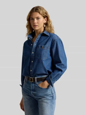 Bluzka koszulowa o kroju relaxed fit z czystej bawełny Polo Ralph Lauren Jeansowy niebieski