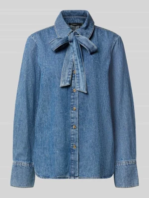 Bluzka koszulowa o kroju relaxed fit z czystej bawełny z tkaniny stylizowanej na denim Zero Jasnoniebieski