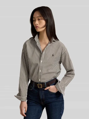 Bluzka koszulowa o kroju relaxed fit z czystej bawełny z wyhaftowanym logo Polo Ralph Lauren Ciemnobrązowy