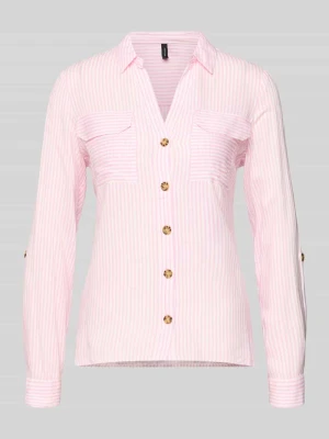 Bluzka koszulowa o kroju relaxed fit z czystej wiskozy model ‘BUMPY’ Vero Moda