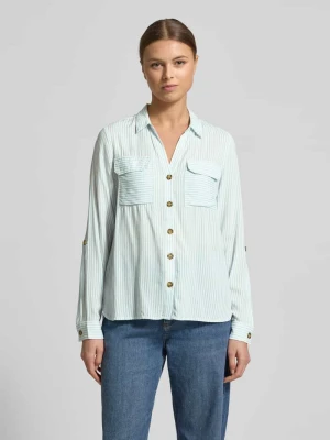 Bluzka koszulowa o kroju relaxed fit z czystej wiskozy model ‘BUMPY’ Vero Moda