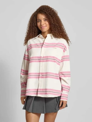 Bluzka koszulowa o kroju relaxed fit z detalem z logo model 'Vivian' OH APRIL