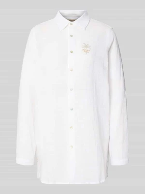 Bluzka koszulowa o kroju relaxed fit z kwiatowym nadrukiem model 'Zelena' banana moon