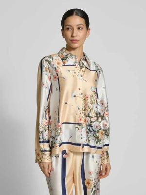 Bluzka koszulowa o kroju relaxed fit z kwiatowym nadrukiem na całej powierzchni Liu Jo White