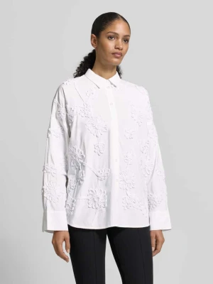 Bluzka koszulowa o kroju relaxed fit z kwiatowym obszyciem na całej powierzchni Jake*s Collection