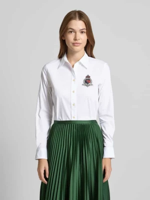 Bluzka koszulowa o kroju slim fit z aplikacją z logo Lauren Ralph Lauren