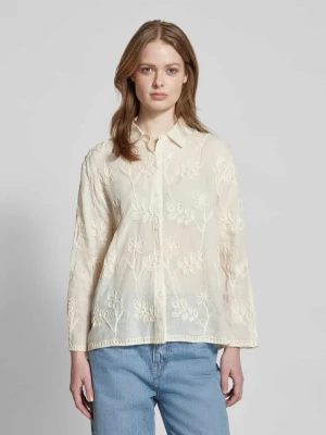 Bluzka koszulowa o kroju slim fit z kwiatowym haftem ZABAIONE