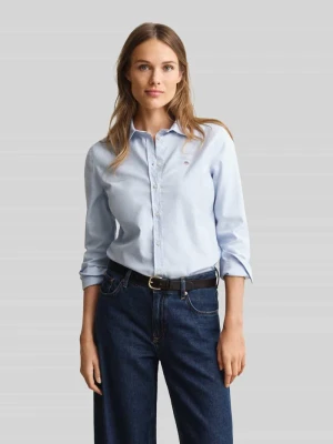 Bluzka koszulowa o kroju slim fit z wyhaftowanym logo Gant Jasnoniebieski