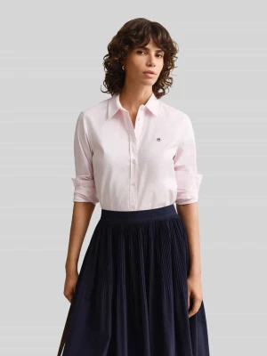 Bluzka koszulowa o kroju slim fit z wyhaftowanym logo Gant Różowy