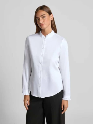 Bluzka koszulowa o kroju slim fit ze stójką i falbanami Eterna