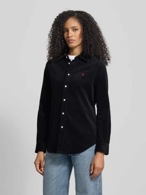 Bluzka koszulowa o kroju slim fit ze sztruksu z wyhaftowanym logo Polo Ralph Lauren