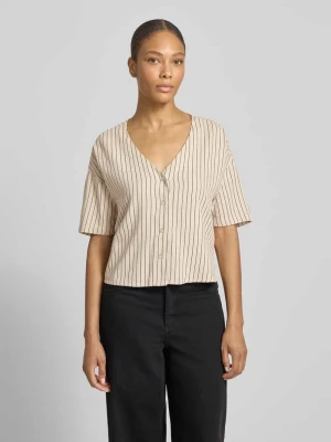 Bluzka koszulowa o pudełkowym kroju z mieszanki wiskozy i lnu model 'MYMILO' Vero Moda