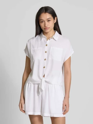 Bluzka koszulowa o pudełkowym kroju z wiązanym detalem model ‘PIA’ Pieces