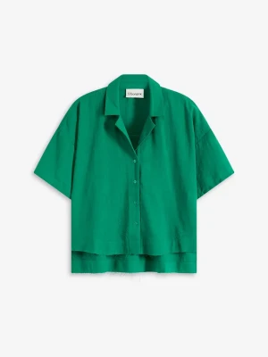Bluzka koszulowa oversize BonPrix zielony