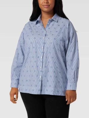 Bluzka koszulowa PLUS SIZE z wyszywanym logo na całej powierzchni, model „Fabriano” Marina Rinaldi