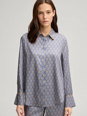 Bluzka koszulowa satynowa Blia w kolorze jasnoniebiesko-beżowo-żółtym Joop