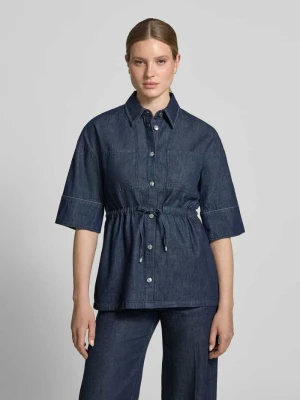 Bluzka koszulowa w tkaninie stylizowanej na denim z kieszeniami na piersi comma