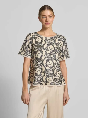 Bluzka koszulowa z cekinowym obszyciem i okrągłym dekoltem comma