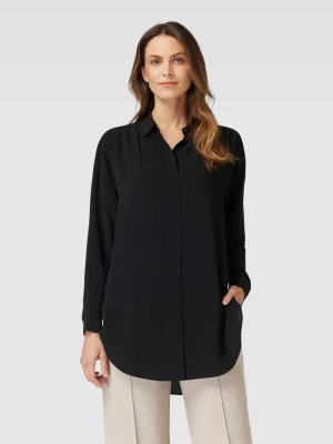 Bluzka koszulowa z krytą listwą guzikową model ‘Benika’ w kolorze czarnym Boss