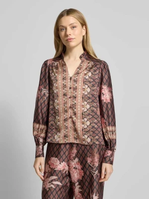 Bluzka koszulowa z listwą guzikową model ‘Massima’ NEO NOIR