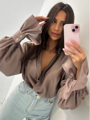 Bluzka koszulowa z tencelu MILOREA - mocha mousse  magmac 