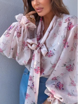 Bluzka koszulowa z tencelu w kwiaty SVETA - wzór 1  magmac 