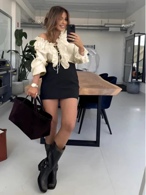 Bluzka koszulowa z tencelu z falbanami KELLY - waniliowa  magmac 