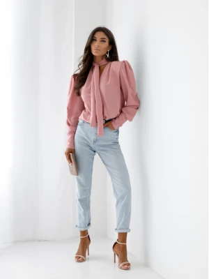 Bluzka koszulowa z wiązaniem FENZA - brudny róż  magmac 