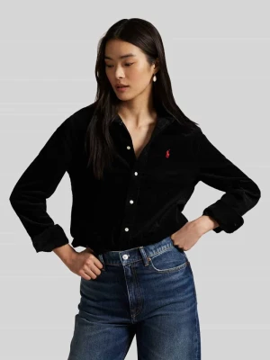 Bluzka koszulowa z wyhaftowanym logo Polo Ralph Lauren Czarny